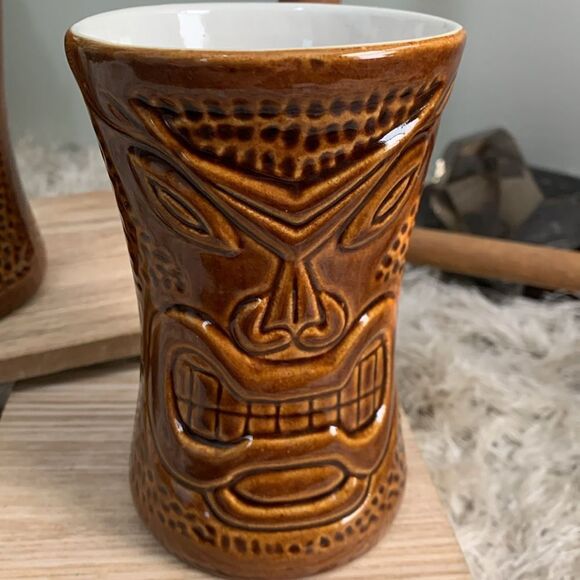 Vintage Daga Hawaii Maui Lu Luau Kihei Maui Tiki Tumbler Cup Set Of Two - Picture 4 of 17